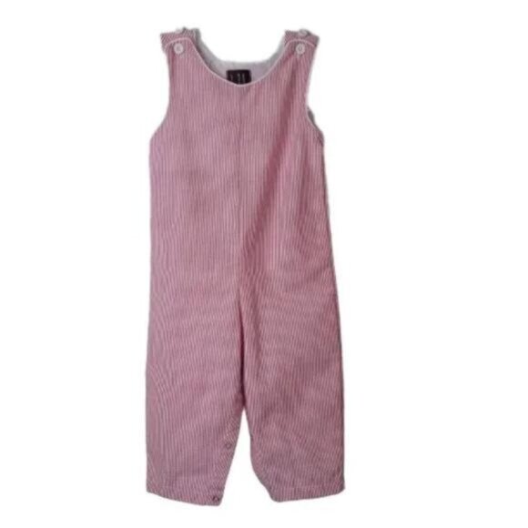 Lil Cactus Red Seersucker Overall Romper Size 2T - Picture 1 of 9